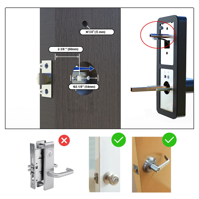 Door Lock Smart Handle Locks - NFC Door Knob Indoor Front Keyless Entry Door Lock with Fingerprint RFID Touch Panel Keypad Code, Drilling Required, Support TTLock App