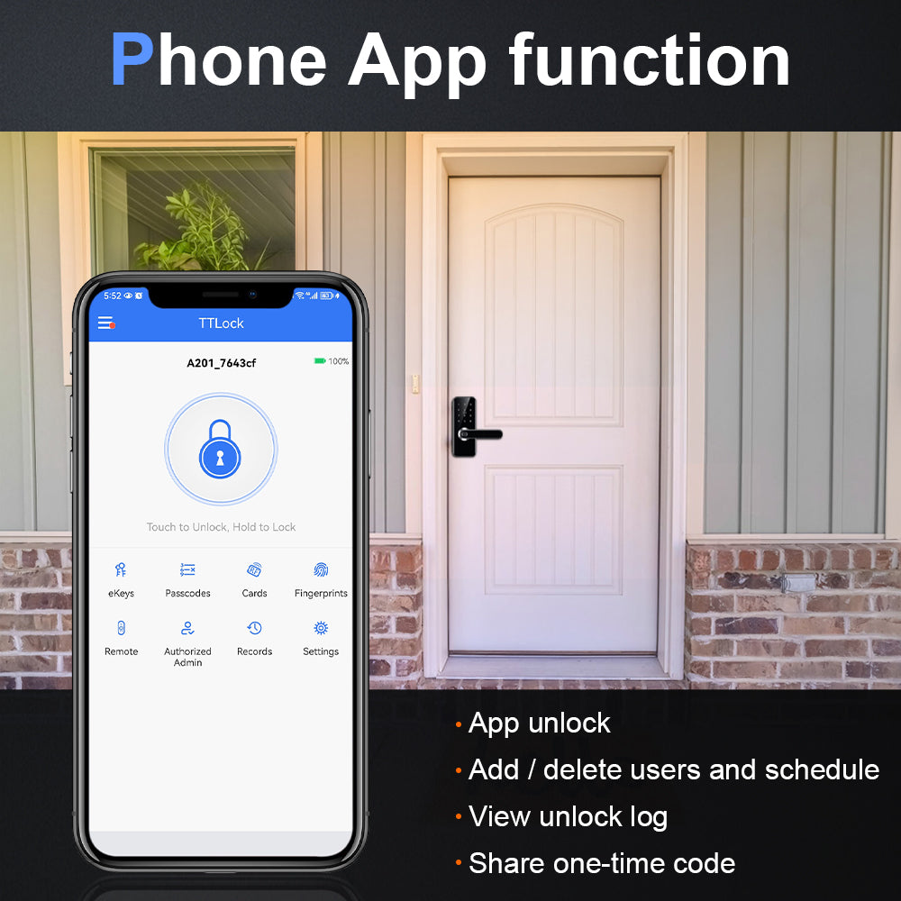 Door Lock Smart Handle Locks - NFC Door Knob Indoor Front Keyless Entry Door Lock with Fingerprint RFID Touch Panel Keypad Code, Drilling Required, Support TTLock App