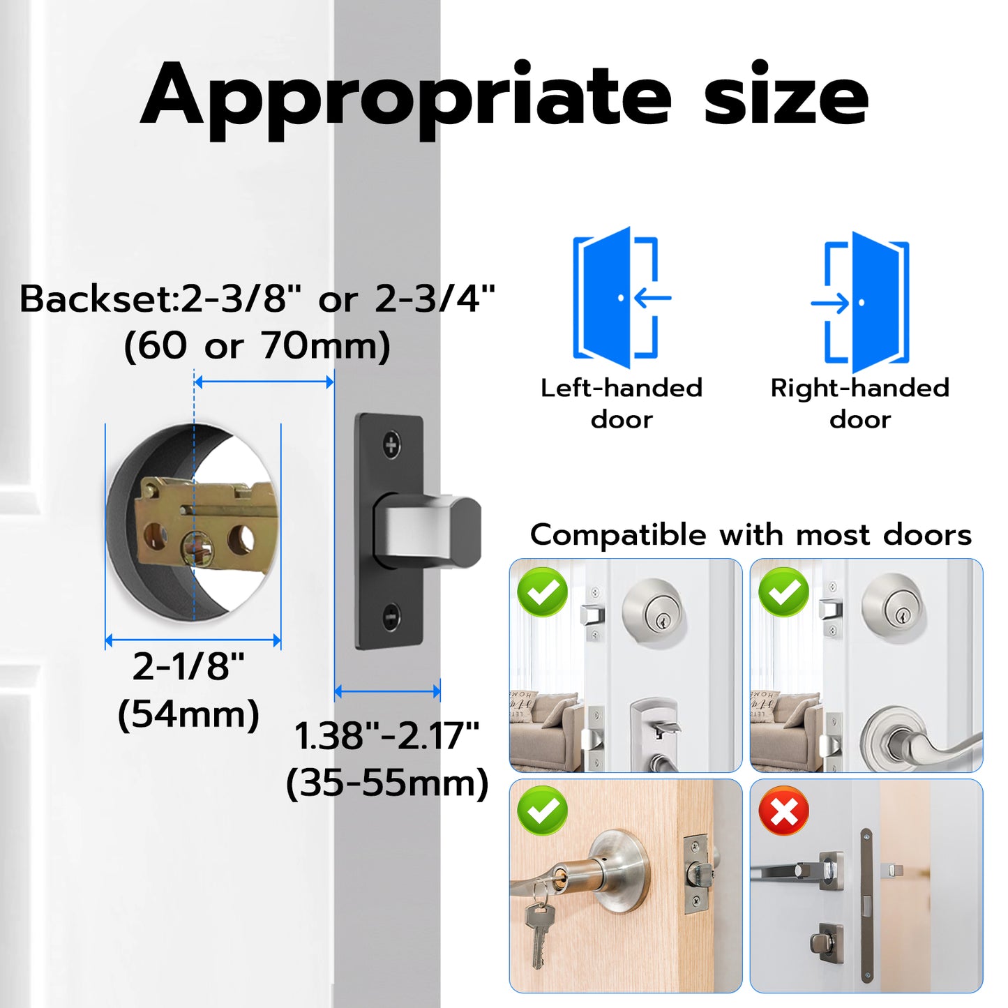 Smart Deadbolt Keypad Smart Lock eLinkSmart Fingerprint Deadbolt Keyless Door Knob Entry Door Lock with Keypad for Home Hotel Office Apartment No Additional Drilling [NO APP]