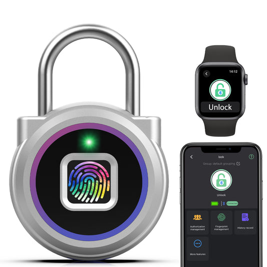 Gym Locker Padlock Fingerprint Padlock eLinkSmart - Waterproof Keyless Smart Lock Bluetooth App Authorized View Record Combination Padlock for School Gym Locker Gun Case Field Box